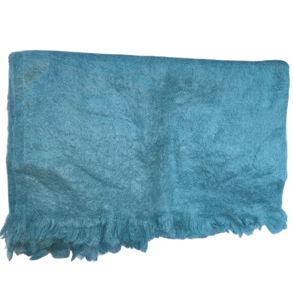 100% MOHAIR Lands Downunder turquoise aqua NEW throw blanket - Picture 6 of 6